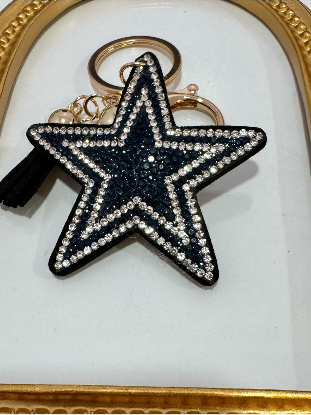 New Dark Blue Crystal Star Keychain